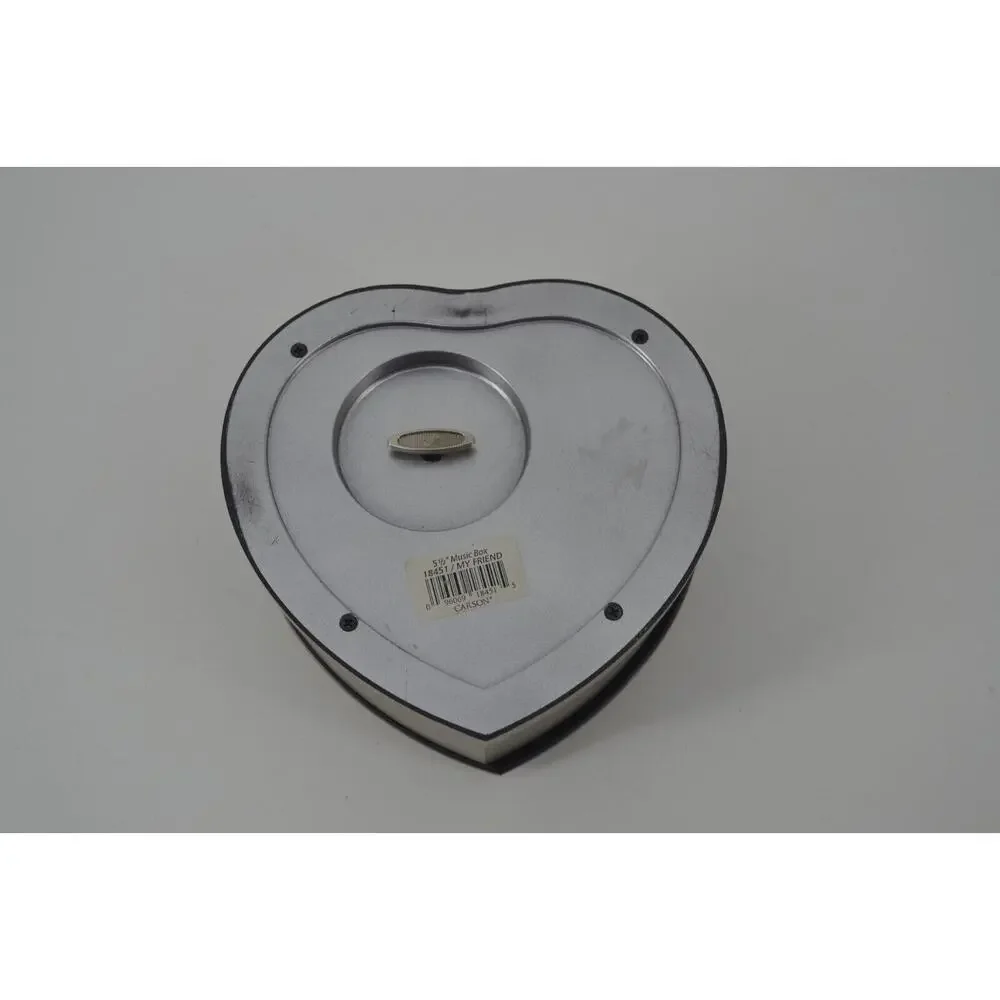Carson Heart shaped jewelry box Silver Color Picture Frame Music Box My Friend
